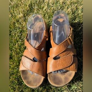 SAS Leather Comfort Sandals Brown Adjustable Straps Women’s Orthopedic Walking